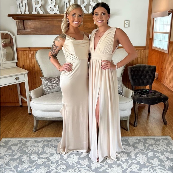 champagne bridesmaid dresses lulus Champagne Bridesmaid Dresses Satin Mismatched – Lisposa main image 1